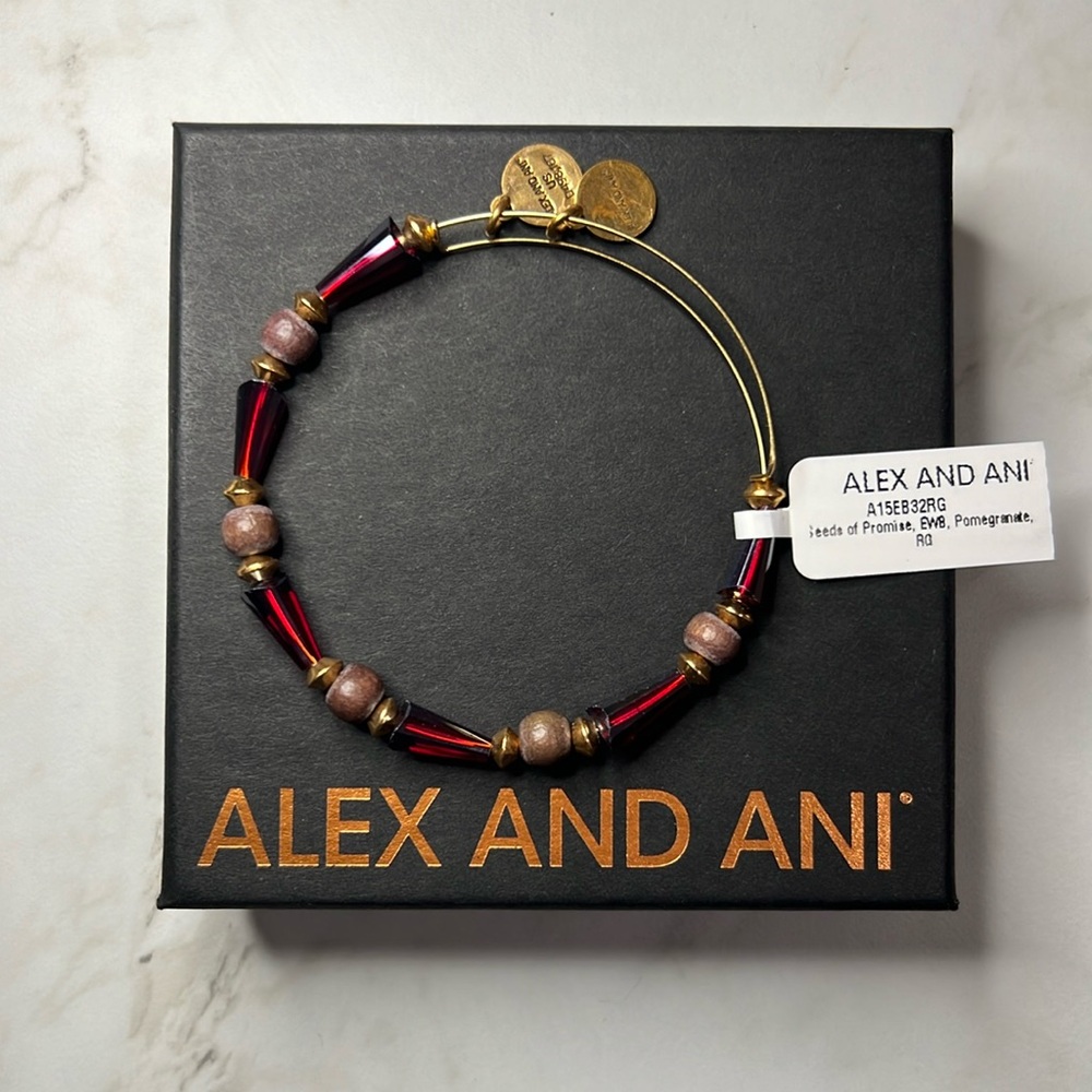 Alex and Ani Pomegranate Seeds of Promise Beaded Bangle - Rafaelian Gold Finish
